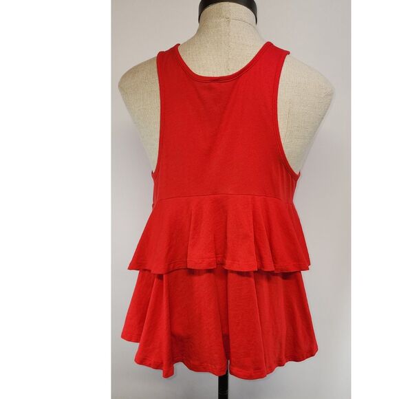 Bobi Los Angeles Red Ruffled Tank Top Size M - Picture 3 of 5